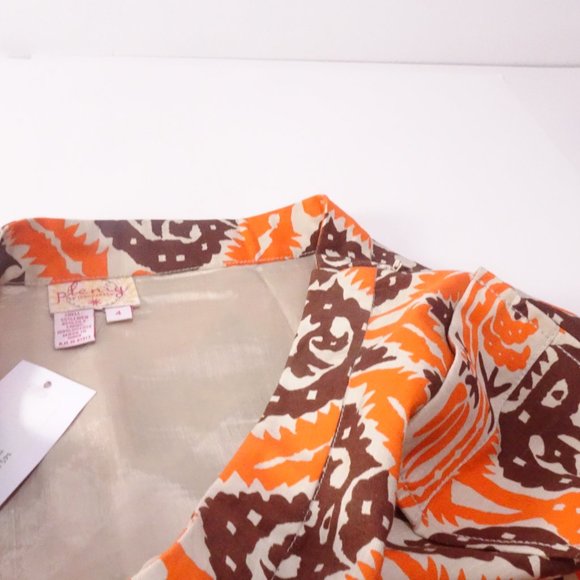 Plenty by Tracy Reese Brown Orange Cream Print Front Pocket Mini Skirt Sz 4 - Picture 6 of 12